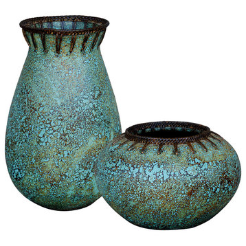 Uttermost Bisbee Turquoise Vases, Set of 2
