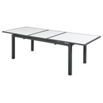 Meridian Furniture - Nizuc Outdoor Patio Extendable Dining Table, White Top - Get ready for outdoor living in high style with this Nizuc outdoor extendable patio table. Ideal for entertaining any time of the year, this handsome table features white Wood Look accent paneling and dark grey aluminum for a look that's beautiful, clean and crisp. Customize the look of your outdoor entertaining space by adding the matching chairs, end tables and other items.