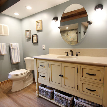 Log Cabin First Floor Bathroom with Tiled Shower ~ Hinckley, OH