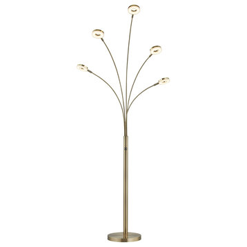 73"H 5-Arched LED Floor Lamp With Dimmer