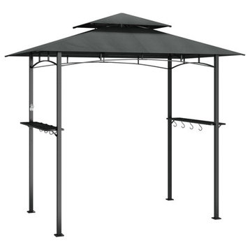 vidaXL Grill Gazebo Grill Pergola BBQ Shelter with Side Shelves Anthracite Steel