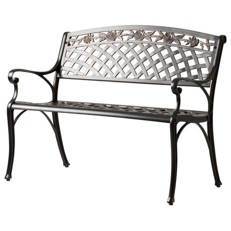 Scarlet Aluminum Patio Bench In Antique Bronze
