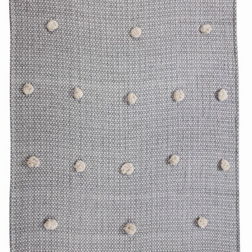 Gray Woven Cotton Houndstooth Throw Blanket