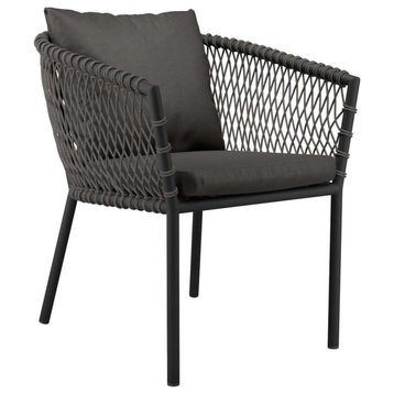 Sailor Outdoor Patio Dining Armchair, Charcoal Charcoal