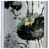Chinese Color Ink Water Lotus Flowers Leaves Scroll Painting Wall Art Hws3043