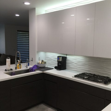 high gloss acrylic/textured laminate kitchen