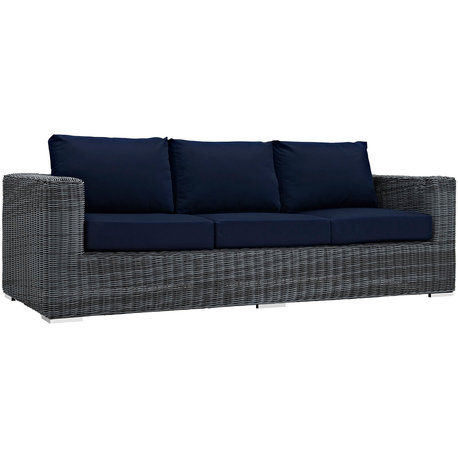 Modway Summon Outdoor Patio Sunbrella Sofa, Canvas Navy