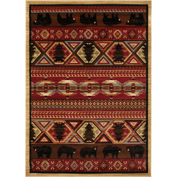 Lodge King Red Pine Rustic Southwest Area Rug, 5'3"x7'7"