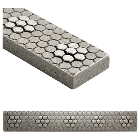 Floral Hex Metal  Tile Trim 1"x6", Set of 5, Nickel