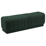 Meridian Furniture - Heathrow Boucle Fabric Upholstered Ottoman/Bench, Green - Place this lovely Heathrow ottoman at the foot of your bed or elsewhere to provide impromptu seating when you need it most. This elegant ottoman features rich green boucle fabric covering every inch of its exterior, so its soft and welcoming to the touch. Deep channel tufting gives the ottoman texture while adding to its overall durability and longevity. This ottoman/bench is a wonderful addition to nearly any space.
