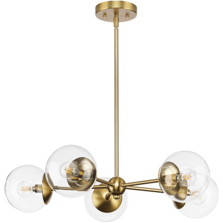 Atwell Collection Five-Light Brushed Bronze Mid-Century Modern Chandelier