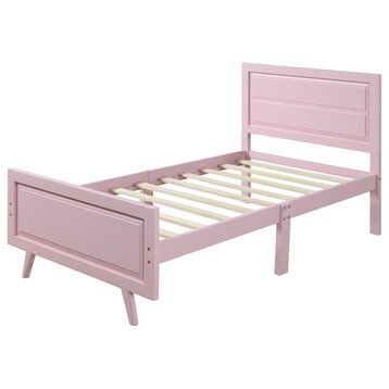 TATEUS Contemporary design Wood Platform Bed Twin Bed Frame, Pink