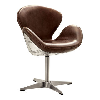 Aviator Egg Pod Easy Chair - Genuine Leather - Polished Aluminum Ovalia