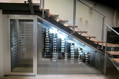 Inspiration for a small contemporary wine cellar remodel in Dallas
