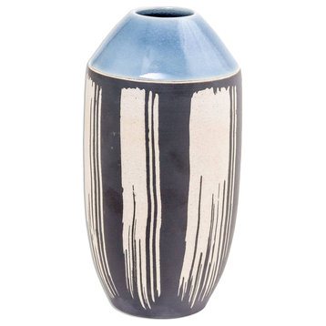 NOVICA Modern Garden And Celadon Ceramic Vase