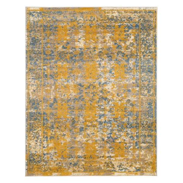 Samantha Mateo Gold/Blue Vintage Abstract Area Rug, 5'1