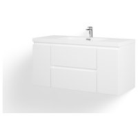 MOB Bath Vanity, High Gloss White, 48", Single Sink, Wall Mount