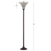 White Tiffany-Style 70" Torchiere Floor Lamp, Bronze