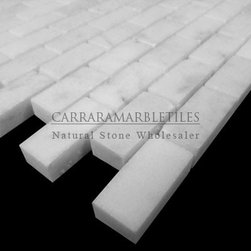 White Carrara Marble Italian Bianco Carrera Mini Brick Mosaic Tile Honed - Products