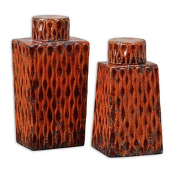 www.essentialsinside.com: raisa, decorative containers, burnt orange ceramic, se - Home Decor