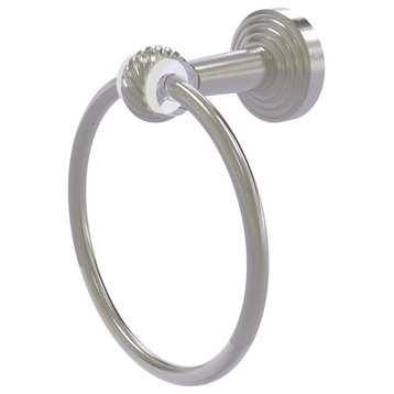 Pacific Beach Towel Ring with Twisted Accents, Satin Nickel