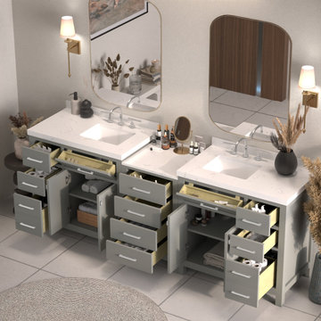 Caroline Parkway 93'' Grey Bathroom Vanity