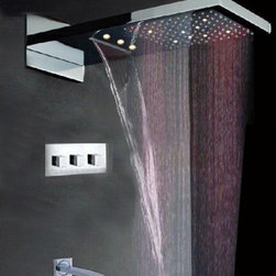 Renata 22" Contemporary RGB Multi Color Water Powered Led Shower Head - Showerheads And Body Sprays