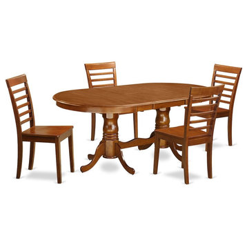 5-Piece Dining Room Set, Table Plus 4 Chairs Without Cushion