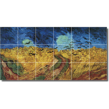 Vincent Van Gogh Country Painting Ceramic Tile Mural #371, 48"x24"