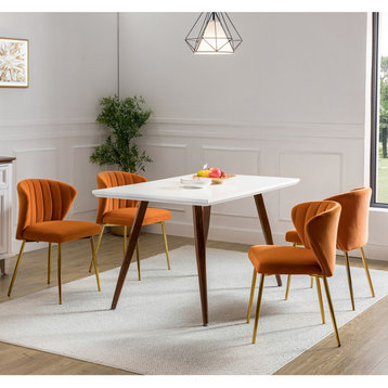 Milia Dining Chair Set of 4, Orange