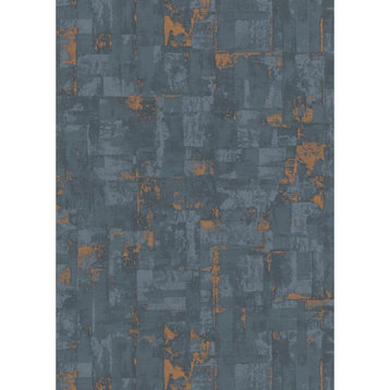 Textured Wallpaper With Modern Paint Geometric, 10179-08, Blue Orange, 1 Roll