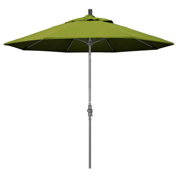 9' Grey Collar Tilt Lift Fiberglass Rib Aluminum Umbrella, Olefin, Kiwi
