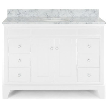 Gina Contemporary 48" Wood Single Sink Bathroom Vanity With Marble Counter Top