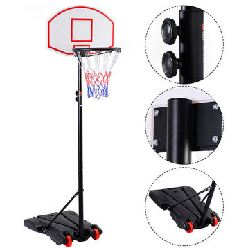 Costway Adjustable Basketball Hoop System Stand Kid Net Goal w/ Wheels