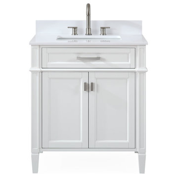 30” Durand Quartz Top White Bathroom Vanity