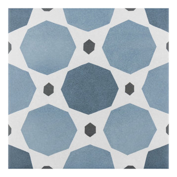 SomerTile Caprice Colours Encaustic Porcelain Floor and Wall Tile, Sapphire