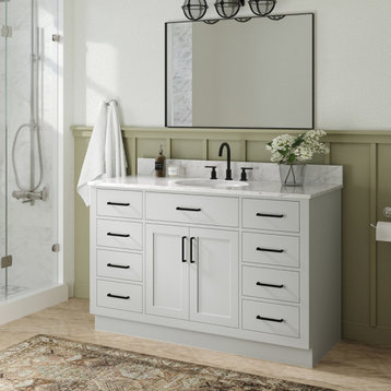 Ariel Hepburn 55" Oval Sink Bath Vanity, Gray, 0.75" Carrara Marble