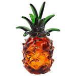 Badash Crystal - Mouth Blown Art Glass Pineapple - Murano Style Art Glass Mouth Blown 10" Pineapple. Stunning mouth blown glass pineapple brings hospitality to life!  Rich appropriate colors with its Amber Body and Green leaves make this pineapple a winner. Great for holiday or bridal or housewarming gifts. will add warmth to any room. The colors are so rich and vivid, when you look at it you just want to go drink a pina colada and relax by the beach!  Please note Art glass is a blend of many colors of glass and it is completely normal to have air bubbles appear in the glass. Colors may also vary slightly from piece to piece making each one a unique work of art.