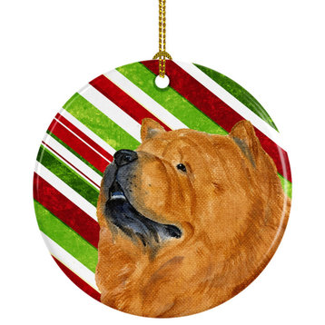 Ss4571-Co1 Chow Chow Candy Cane Holiday Christmas Ceramic Ornament