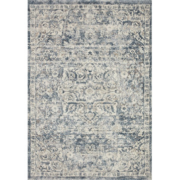 Loloi Theory Thy-02 Vintage and Distressed Rug, Ivory and Blue, 2'7"x4'0"