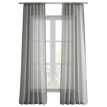 Solid FauxLinen Sheer Curtain, Single Panel, Paris Gray, 50"x84"