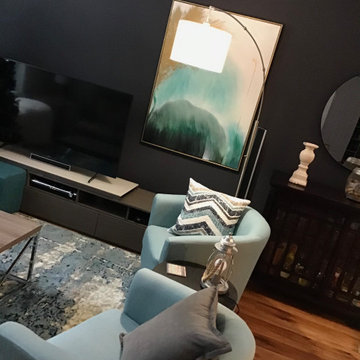 Charcoal turquoise living room