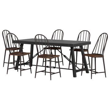 Southview Modern Industrial Iron and Wood 7-Piece Dining Set