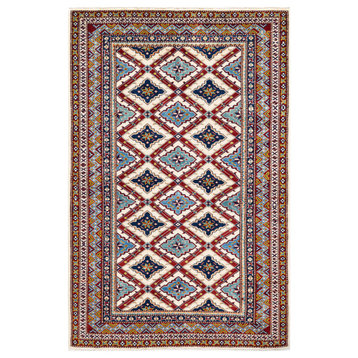 Tribal, One-of-a-Kind Hand-Knotted Area Rug Ivory, 4'2"x6'6"