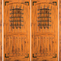 Prehung Double Door with Two Sidelites, Front, Alder, Speakeasy - Front Doors
