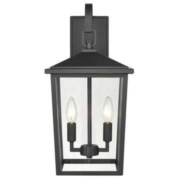 Fetterton Collection 9" 2-Light Outdoor Wall Sconce, Powder Coat Black