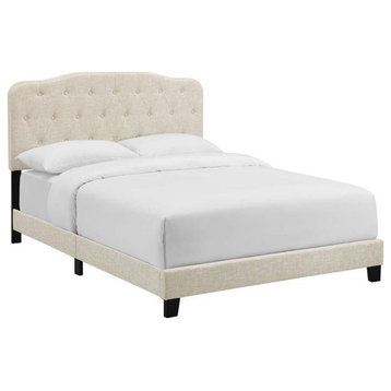 Modway Amelia King Upholstered Polyester Fabric Bed in Beige Finish