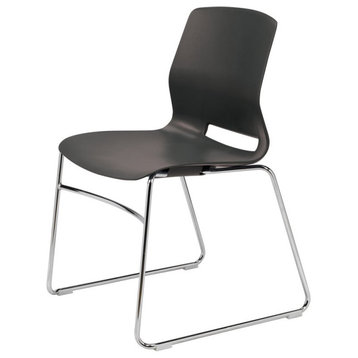 Olio Designs Lola Plastic Sled Base Stackable Chair in Black