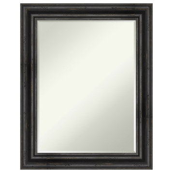 Rustic Pine Black Petite Bevel Wood Bathroom Wall Mirror 23.5 x 29.5 in.