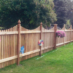 Scallop Dog Ear Picket Fence with French Gothic Posts - Home Fencing And Gates